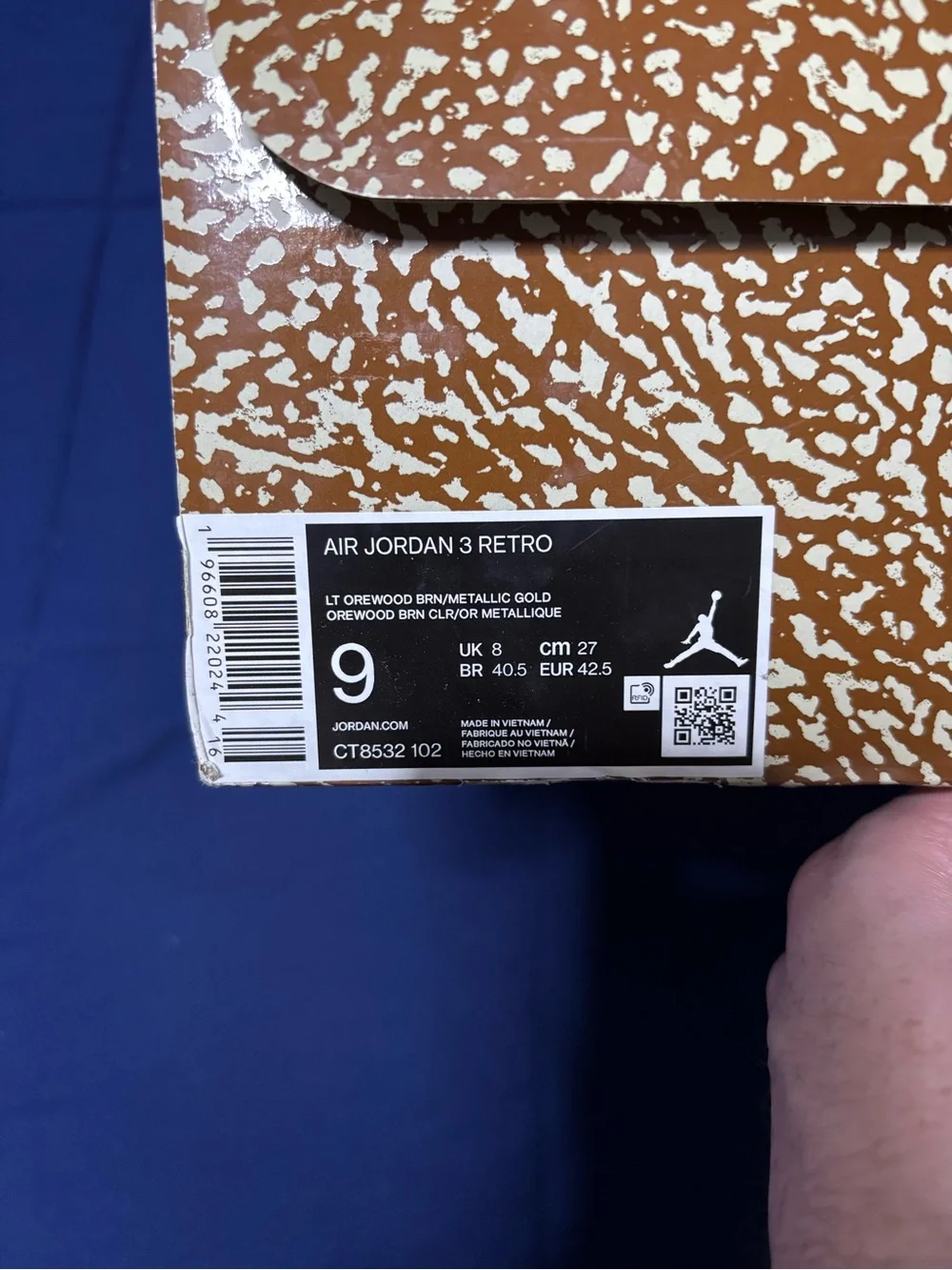 Jordan 3 Retro Palomino 2023 Size 9